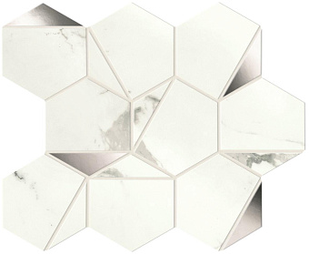 Керамическая мозаика Atlas Concord Италия Marvel Shine A4WV Statuario Supremo Platino Hex Shiny 29х25,4см 0,437кв.м.