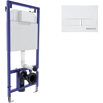 Комплект для установки подвесного унитаза BERGES NOVUM L1 с панелью смыва белая