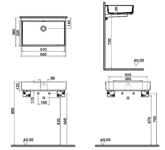 Раковина на столешницу VITRA ArchiPlan 7404B003-0012 60х12см