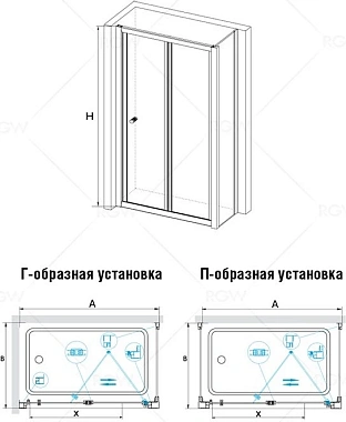 Угловое ограждение RGW Classic 04094180-011 CL-41 185х100см стекло прозрачное