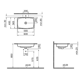 Раковина на столешницу VITRA Metropole 5668B003-0012 60х16см