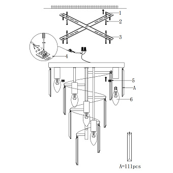 Светильник потолочный Maytoni LOUIS RC007CL-06CH 40Вт E14