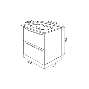 Тумба с раковиной IDDIS Edifice EDI60W0i95K 47х60,2х50см