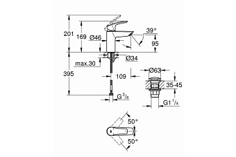Смеситель для раковины GROHE Eurosmart 23922003 хром