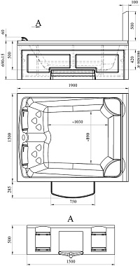 Мини бассейн СПА RADOMIR RIMINI 1-30-0-0-0-047 150х190х50см 0,59куб.м