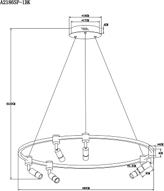 Люстра подвесная Arte Lamp RING A2186SP-1BK 75Вт 1 лампочек LED