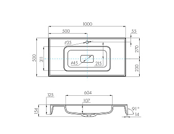 Раковина встраиваемая сверху Акватон Ричмонд 1A70603KRD010 100х50см