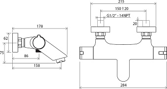 Смеситель для ванны RAVAK Termo X070047 хром