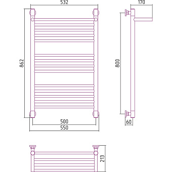 Полотенцесушитель СУНЕРЖА Богема+ с 1 полкой 051-0223-8050 состаренная латунь