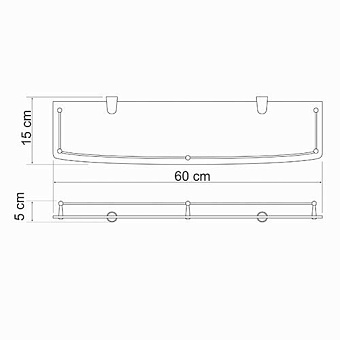 Полка в ванную прямоугольная WASSERKRAFT K-555 1-ярусная 15х60см хром