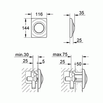 Панель смыва GROHE Surf 37018P00 серый