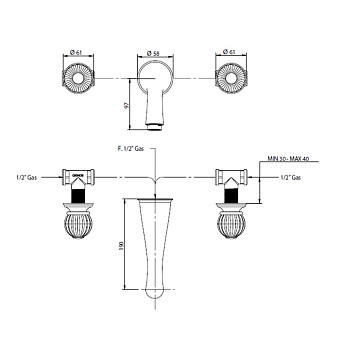 Смеситель для раковины Bongio Rivoli 05538CR00 хром