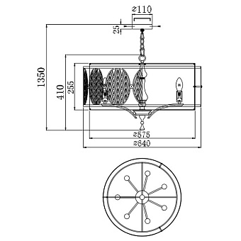 Люстра подвесная Maytoni Leaf H425-PL-07-G 40Вт 7 лампочек E14