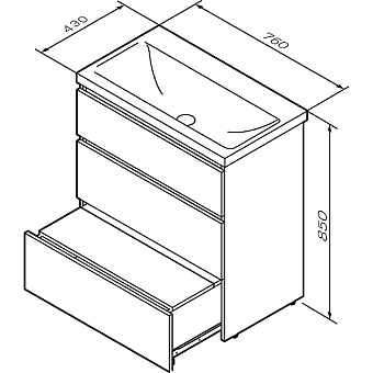 Тумба под раковину напольная AM-PM GEM S M91FSX0752GM 41х75х81см