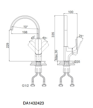 Смеситель для кухни D&K Berlin DA1432423 высокий излив песочный