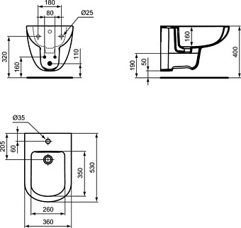 Биде подвесное IDEAL STANDARD TEMPO T510001