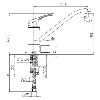 Смеситель для кухни Paini Creta 42CR5611KM поворотный излив хром