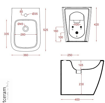 Биде напольное ArtCeram A16 ASB002 01 00 bi*1