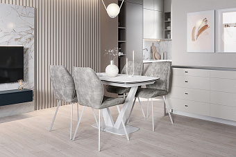 Кухонный стол раскладной AERO 85х120х76см закаленное стекло/керамика/сталь Mrb Pl