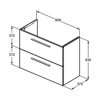 Тумба под раковину подвесная IDEAL STANDARD i.life T5295DU 37,5х80х63см