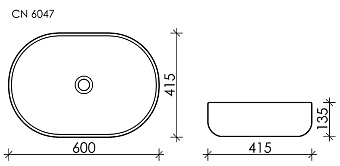 Раковина накладная Ceramica Nova ELEMENT CN6047MW 60х41,5см