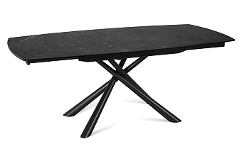 Кухонный стол раскладной AERO 100х130х76см закаленное стекло/керамика/сталь Platinum