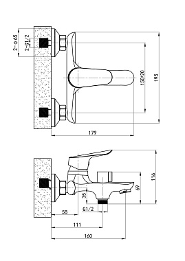 Смеситель для ванны ESKO RIO RIO 54 w/a хром