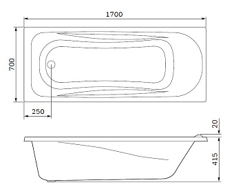 Ванна акриловая AM-PM Sense W76A-170-070W-A 170х70см пристенная
