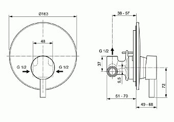 Смеситель для душа IDEAL STANDARD CERALINE A6940AA хром