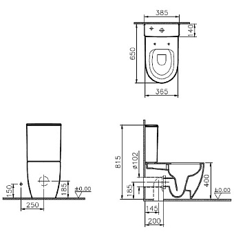 Унитаз напольный VITRA Sento 9830B003-7204 безободковый с микролифтом