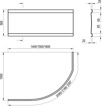 Экран для ванны RAVAK Rosa CZL1000A00 228,7см