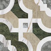 Декор KERAMA MARAZZI Риальто Нобиле ID136 белый/зелёный/чёрный 30х30см 0,54кв.м.