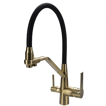 Смеситель для кухни Maxonor MN4460-27 гибкий излив бронза/чёрный