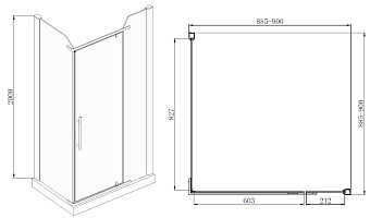 Угловое ограждение Azario Edmonton AZ-NNC1231 900 BLACK 200х90см стекло прозрачное