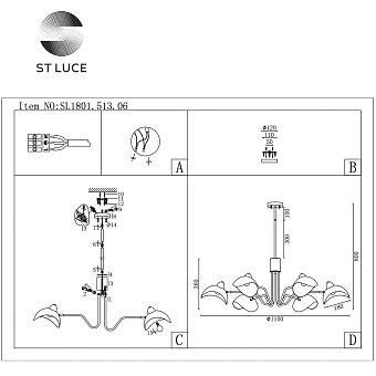 Люстра подвесная ST Luce MINNE SL1801.513.06 360Вт 6 лампочек E14