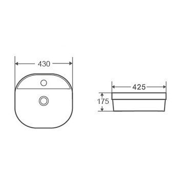 Раковина накладная D&K Quadro DT1510916 43х42,5см