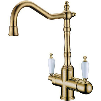 Смеситель для кухни Boheme Kitchen 111 поворотный излив бронза