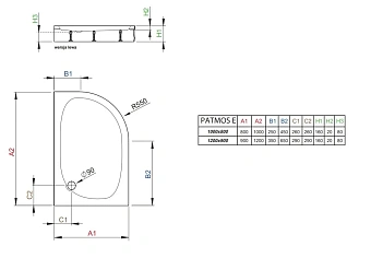 Душевой поддон RADAWAY Patmos 4P81155-03R 100х80см