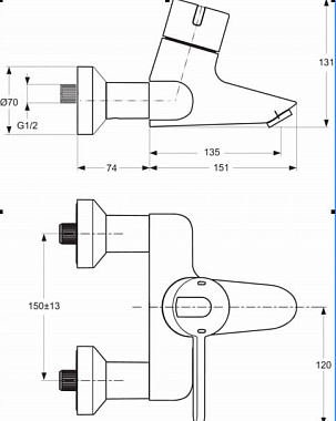 Смеситель для ванны IDEAL STANDARD CERAPLUS A4162AA хром