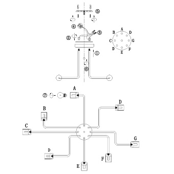 Светильник потолочный Maytoni Gilbert T532CL-08B 60Вт E27