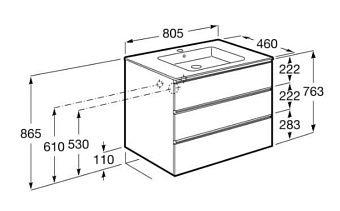 Тумба с раковиной ROCA The Gap 857553806 45,3х78,5х74,1см