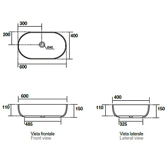 Раковина накладная Kerasan Nolita 534381 60х40см