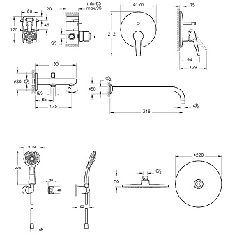 Душевая система VITRA Solid S A49287EXP хром