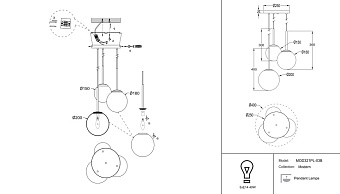 Светильник подвесной Maytoni Basic form MOD321PL-03B 120Вт E14