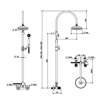 Душевая система Bongio Impero 06537OR0D золотой