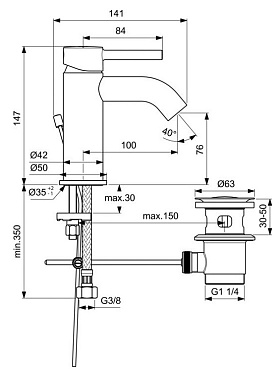 Смеситель для раковины IDEAL STANDARD CERALINE BC822AA хром