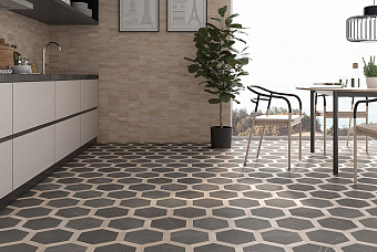 Матовый керамогранит WOW Love Affairs 116991 Petra Hexagon Charcoal 20х23см 0,35кв.м.