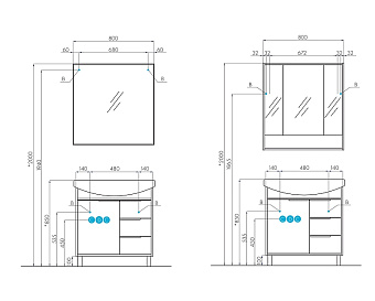 Шкаф зеркальный Акватон Рико 1A215302RIB90 14х80х86см без подсветки