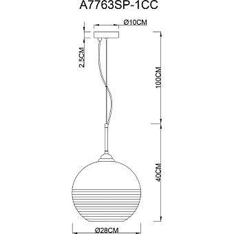 Светильник подвесной Arte Lamp WAVE A7763SP-1CC 60Вт E27