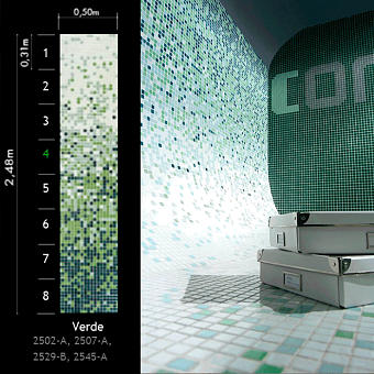 Стеклянная мозаика Ezzari VERDE  №7 белый/зелёный 31,3х49,5см 2кв.м.